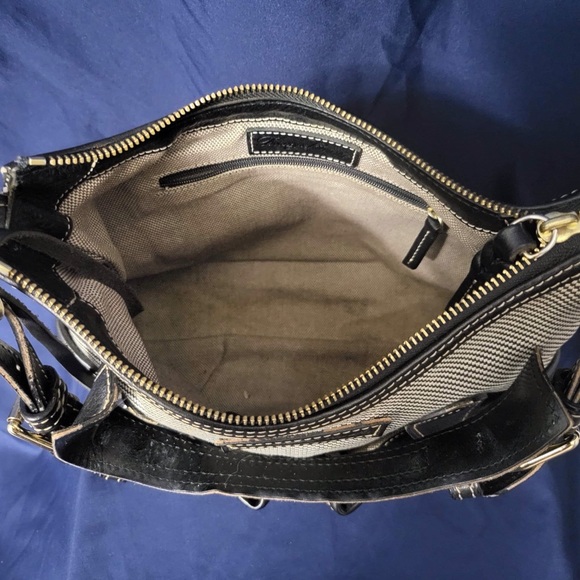 Dooney & Bourke Black, White & Tan Leather & Canvas Purse - Picture 8 of 16